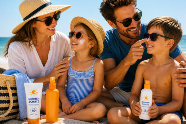 Schrift-Familie-Sonnencreme