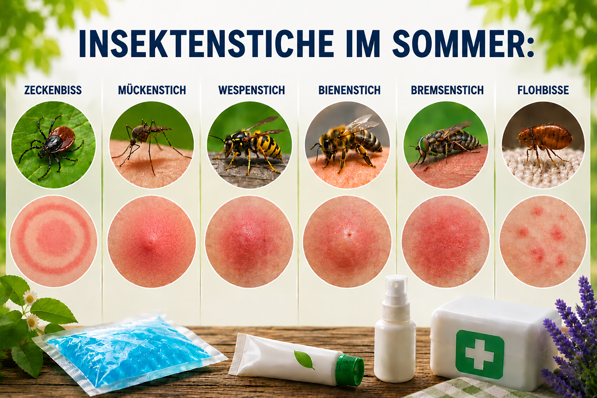 Schrift-Insektenstich-Sommer